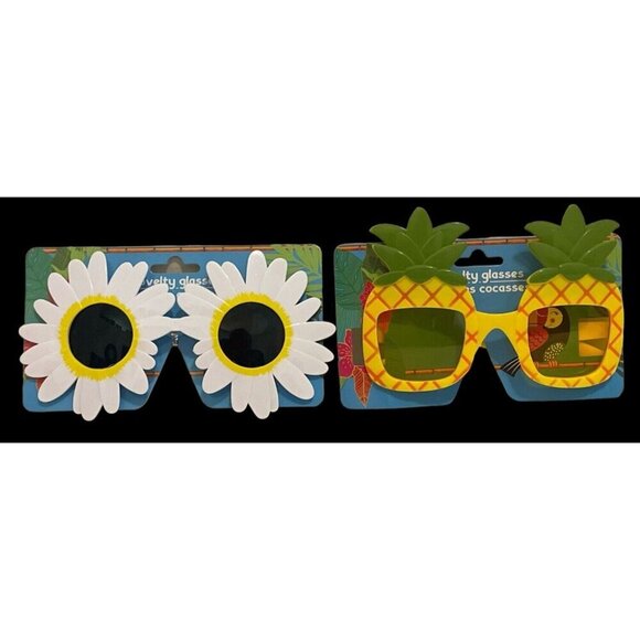 Novelty Pineapple Daisy Eyeglasses Funny Party Oversize Yellow White 2 Pair - Picture 4 of 8